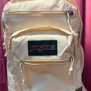 JanSport Cream Backpack with Brown Accents